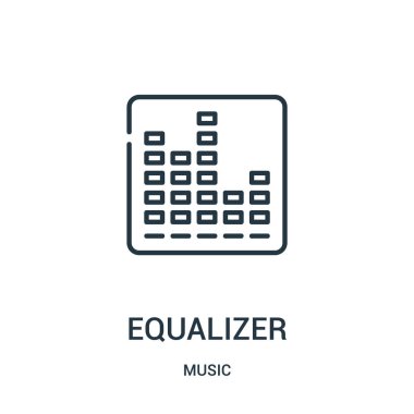 Equalizer'ı simge vektör müzik koleksiyonundan. İnce çizgi ekolayzer anahat simgesini vektör çizim.