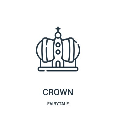 taç simge vektör fairytale koleksiyonundan. İnce çizgi taç anahat simgesini vektör çizim.