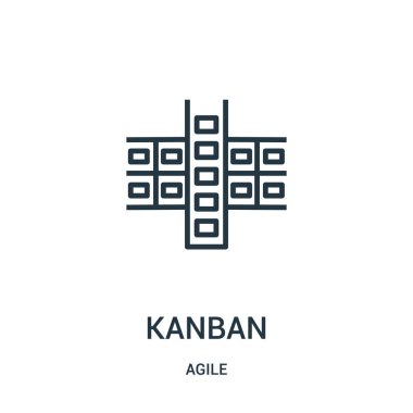 Kanban simge vektör çevik koleksiyonundan. İnce çizgi kanban anahat simgesini vektör çizim.