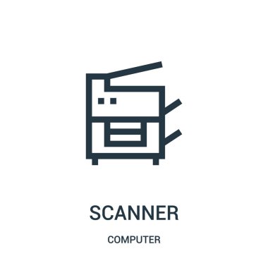 tarayıcı simge vektör bilgisayar koleksiyonundan. İnce çizgi tarayıcı anahat simgesini vektör çizim.