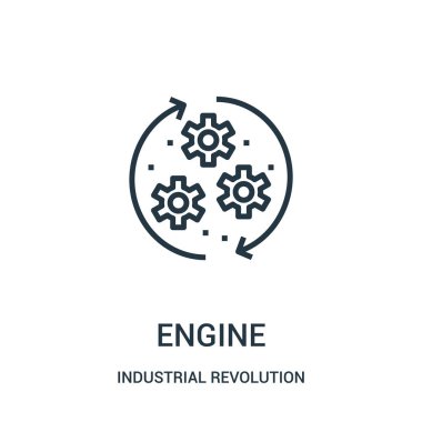 motoru simge vektör Sanayi Devrimi koleksiyonundan. İnce çizgi motoru anahat simgesini vektör çizim.