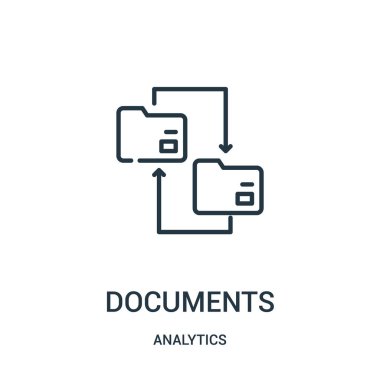 belgeleri simge vektör analytics koleksiyonundan. İnce çizgi belgeleri simge vektör çizim anahat.