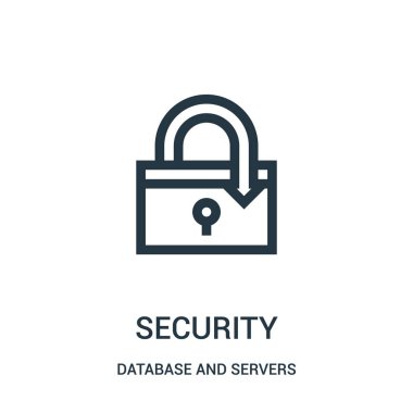 Güvenlik simge vektör veritabanı ve sunucuları koleksiyonundan. İnce çizgi güvenlik anahat simgesini vektör çizim.