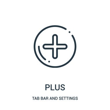 Ayrıca simge vektör sekme çubuğunu ve ayarları koleksiyonu. Çizgi ince artı simge vektör çizim anahat.