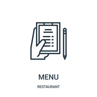 Menü simge vektör Restoran koleksiyonundan. İnce çizgi menü anahat simgesini vektör çizim.