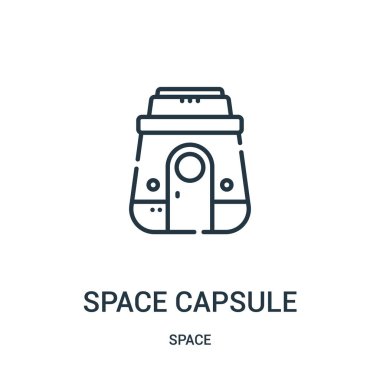 uzay kapsülü simge vektör alanı koleksiyonundan. İnce çizgi uzay kapsülü anahat simgesini vektör çizim.