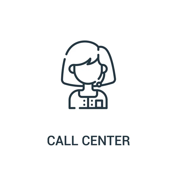 Call Center Symbolvektor aus der Avatarsammlung des Call Centers. dünne Linie Call Center Umriss Symbol Vektor Illustration. — Stockvektor