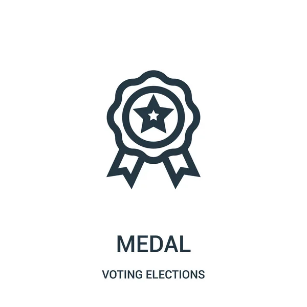 Vector de icono de medalla de la colección de elecciones de votación. Línea delgada medalla contorno icono vector ilustración . — Vector de stock