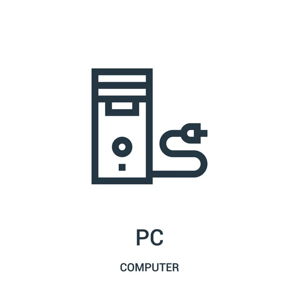 Pc vector icono de la colección del ordenador. Línea delgada pc esquema icono vector ilustración . — Archivo Imágenes Vectoriales