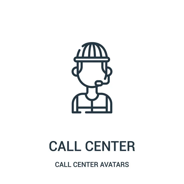 Call Center Symbolvektor aus der Avatarsammlung des Call Centers. dünne Linie Call Center Umriss Symbol Vektor Illustration. — Stockvektor