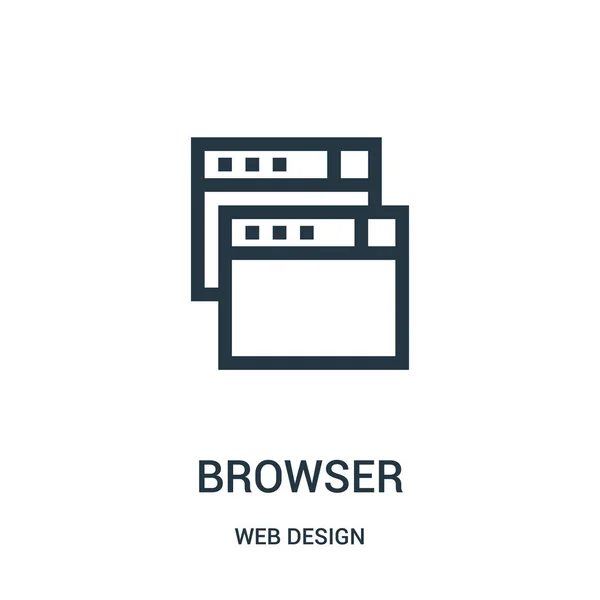 Vetor de ícone do navegador da coleção de web design. Linha fina navegador esboço ícone vetor ilustração . — Vetor de Stock