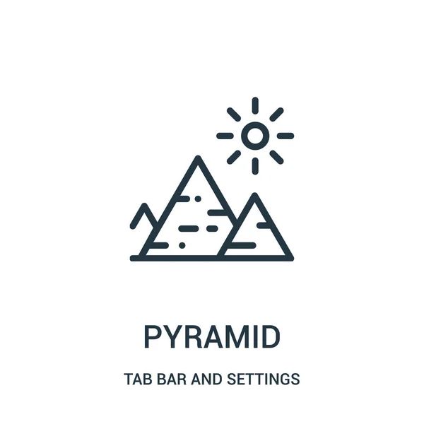 Vetor de ícone de pirâmide da barra de guia e coleção de configurações. Linha fina pirâmide esboço ícone vetor ilustração . — Vetor de Stock