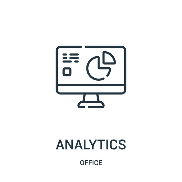 Vettore icona analytics dalla collezione ufficio. Illustrazione vettoriale icona contorno analisi linea sottile . — Vettoriale Stock