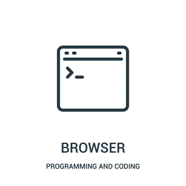 Wektor ikona przeglądarki z programowanie i kodowanie kolekcji. Cienka linia konturu przeglądarki ikona ilustracja wektorowa. — Wektor stockowy