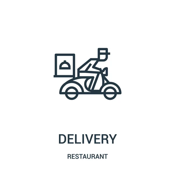 Vector icono de entrega de la colección del restaurante. Línea delgada entrega esquema icono vector ilustración . — Vector de stock