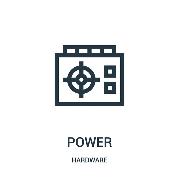 Vecteur d'icône d'alimentation de la collection matérielle. Illustration vectorielle d'icône de contour de puissance de ligne mince . — Image vectorielle