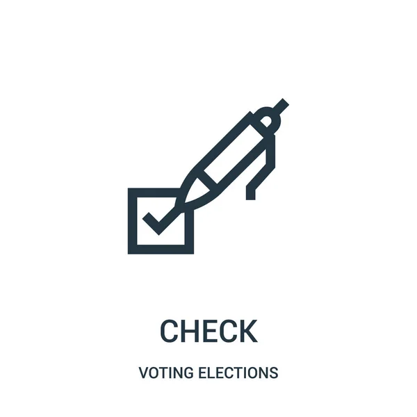 投票選挙コレクションからアイコン ベクトルをチェックします。細い線チェック アウトラインのアイコン ベクトル図. — ストックベクタ