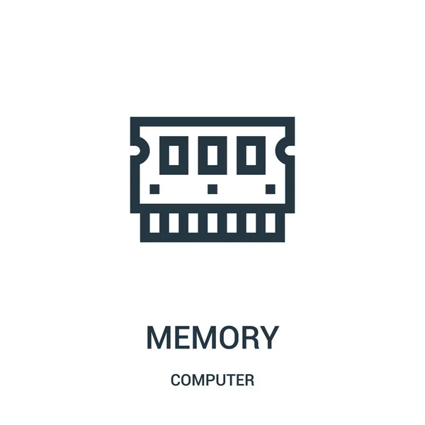 Vector icono de memoria de la colección de computadoras. Línea delgada de memoria contorno icono vector ilustración . — Vector de stock