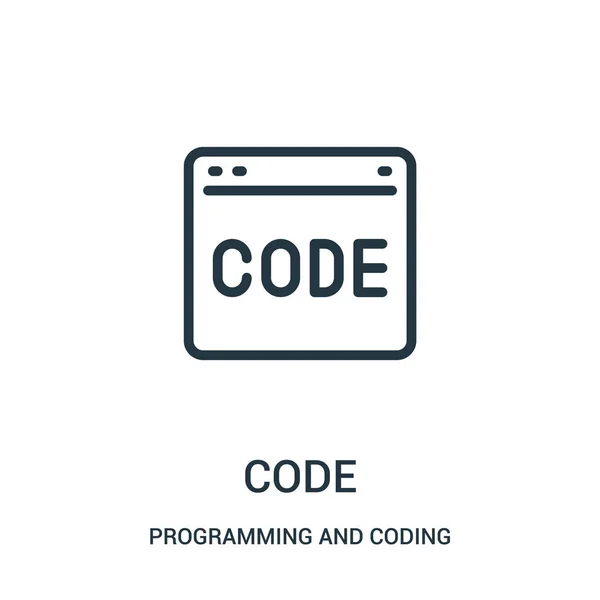 Codice vettore icona dalla programmazione e la raccolta di codifica. Illustrazione vettoriale icona contorno codice linea sottile . — Vettoriale Stock