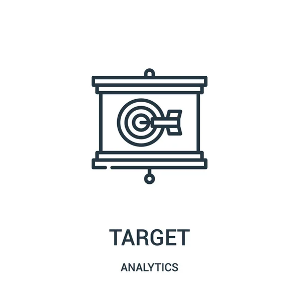 Hedef simge vektör analytics koleksiyonundan. İnce çizgi hedef anahat simgesini vektör çizim. — Stok Vektör