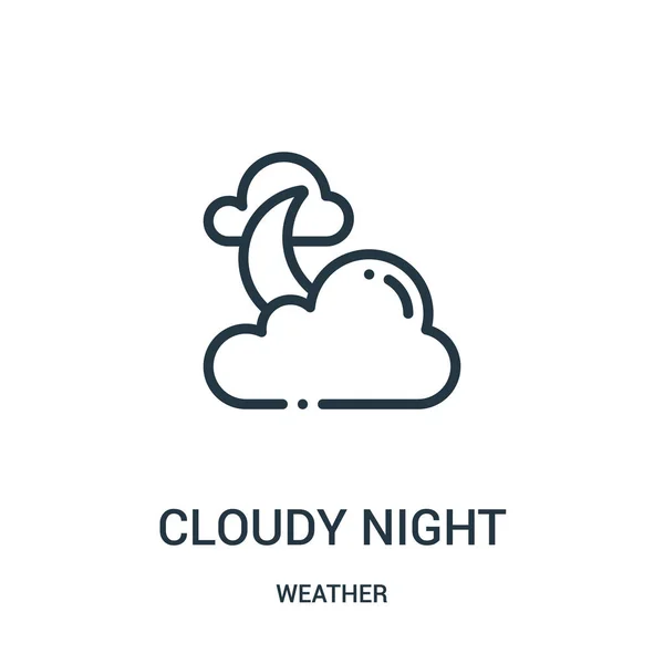 Vetor de ícone de noite nublado da coleção meteorológica. Linha fina noite nublado esboço ícone vetor ilustração . —  Vetores de Stock