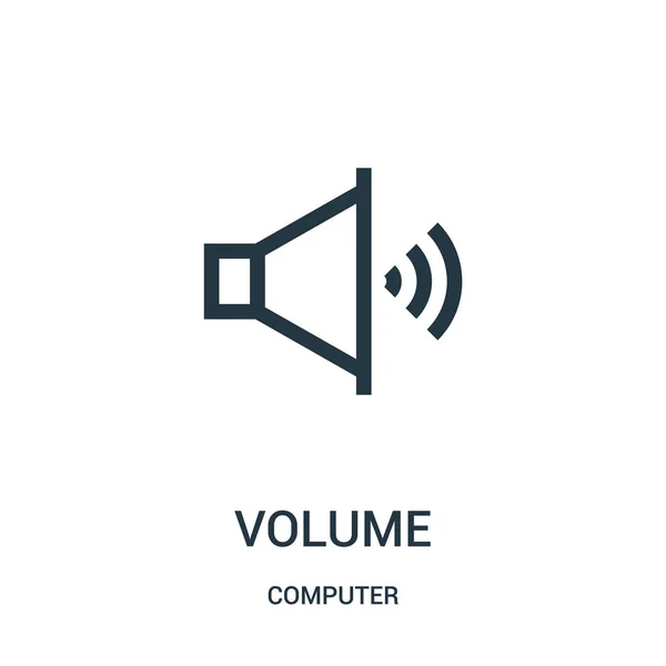 Vector icono de volumen de la colección del ordenador. Esquema de volumen de línea delgada icono vector ilustración . — Vector de stock