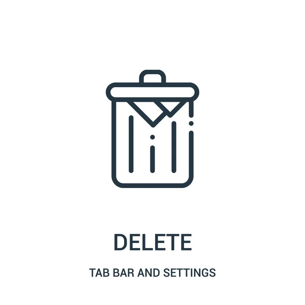 Delete icon vector from tab bar and settings collection. Thin line delete outline icon vector illustration. — Stock Vector