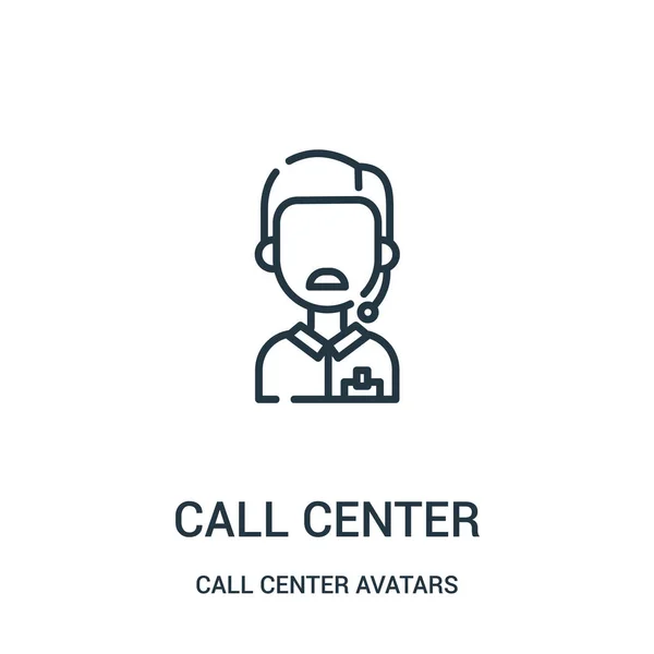 Call center icon vector from call center avatars collection. Thin line call center outline icon vector illustration. — Stock Vector