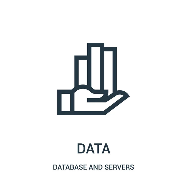 Vecteur d'icône de données de la base de données et de la collecte de serveurs. Illustration vectorielle d'icône de contour de données de ligne mince . — Image vectorielle