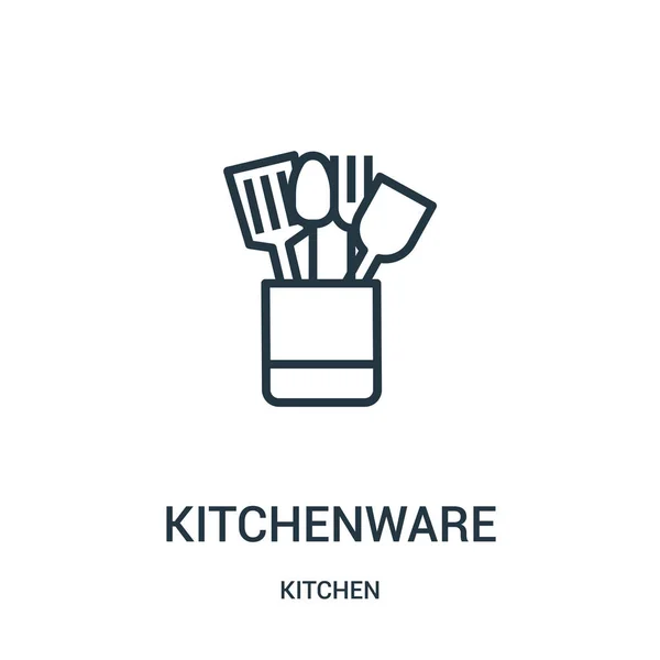 Vector icono de utensilios de cocina de la colección de cocina. Línea delgada utensilios de cocina esquema icono vector ilustración . — Vector de stock