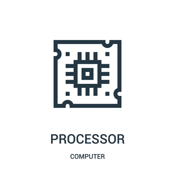 Processeur icône vecteur de la collection informatique. Illustration vectorielle d'icône de contour de processeur de ligne mince . — Image vectorielle