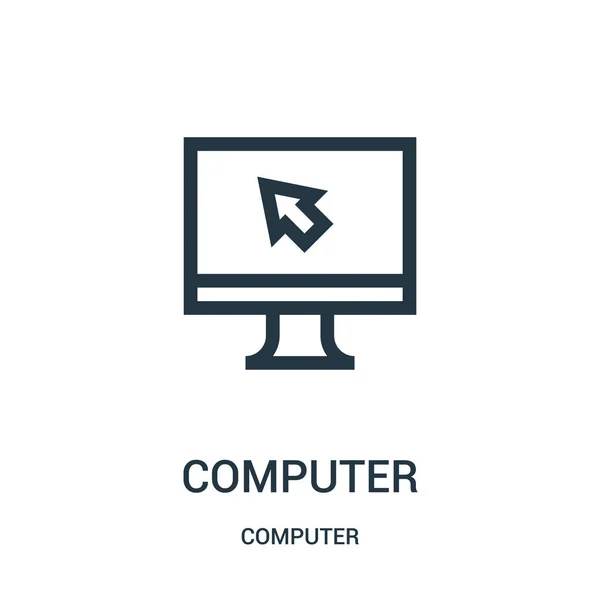Vettore icona del computer dalla collezione di computer. Illustrazione vettoriale dell'icona del contorno del computer a linea sottile . — Vettoriale Stock