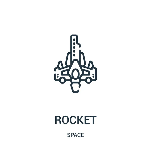 Cohete vector icono de la colección espacial. Ilustración vectorial delgada línea cohete contorno icono . — Vector de stock