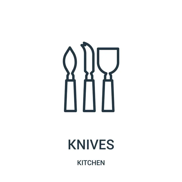 Cuchillo vector icono de la colección de cocina. Línea delgada cuchillos contorno icono vector ilustración . — Vector de stock