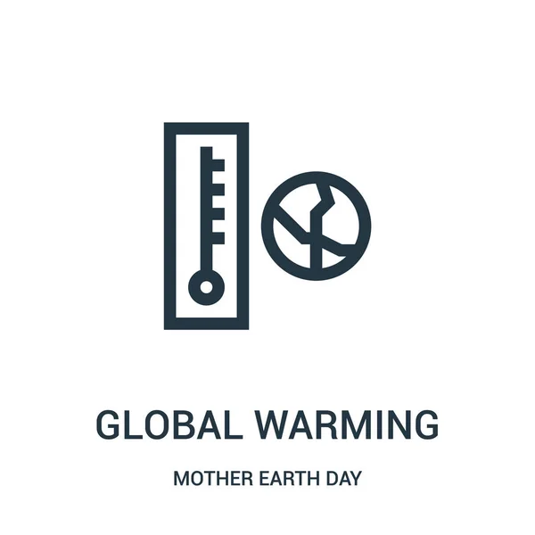 Παγκόσμια υπερθέρμανση του πλανήτη εικονίδιο διάνυσμα από μητέρα γη ημέρα συλλογής. Υπερθέρμανση του πλανήτη διάρθρωσης εικονίδιο διανυσματικά εικονογράφηση λεπτή γραμμή. — Διανυσματικό Αρχείο