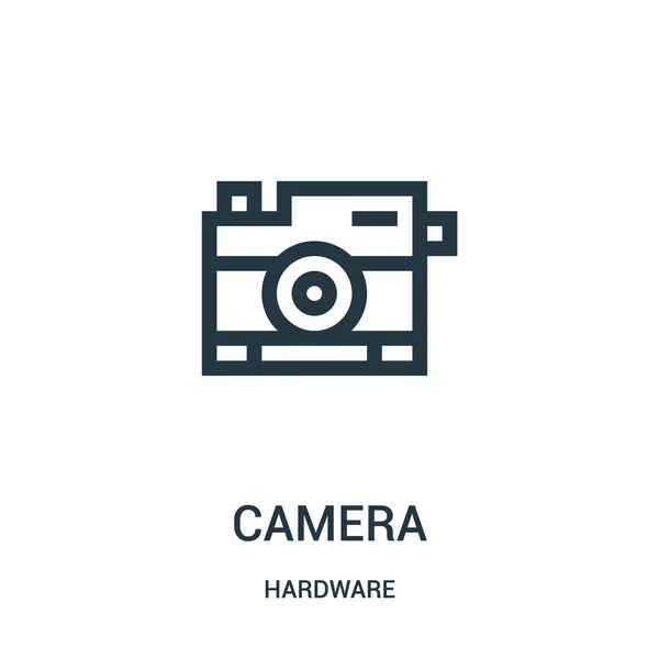 ハードウェア コレクションからカメラ アイコン ベクトルです。細い線カメラ概要アイコン ベクトル図. — ストックベクタ
