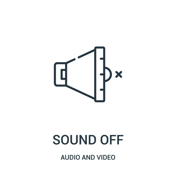 Audio off vettore icona dalla raccolta audio e video. Linea sottile suono fuori contorno icona vettoriale illustrazione . — Vettoriale Stock