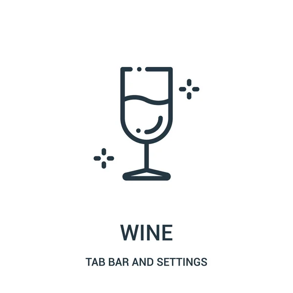 Vector icono de vino de la barra de pestañas y la colección de ajustes. Esquema de vino de línea delgada icono vector ilustración . — Vector de stock