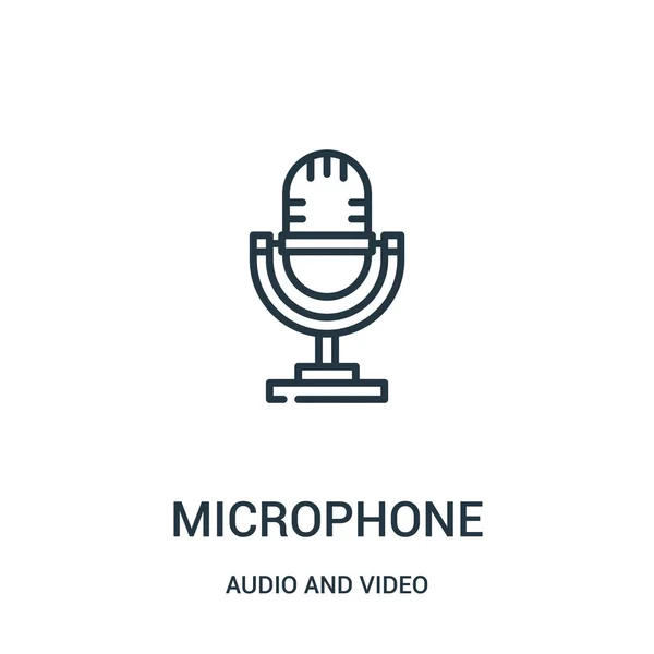 Microphone icon vector from audio and video collection. Thin line microphone outline icon vector illustration. — Stock Vector