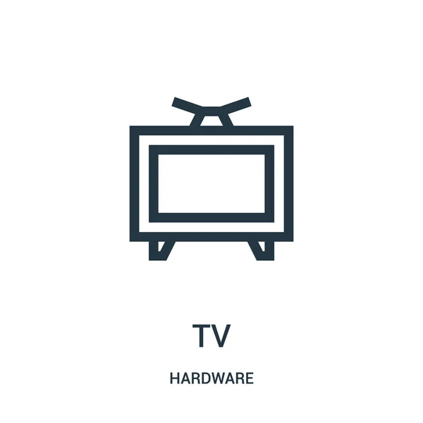 Tv icône vecteur de la collection de matériel. Illustration vectorielle d'icône de contour de télévision en ligne mince . — Image vectorielle