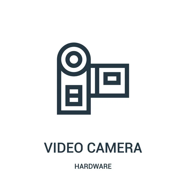 ハードウェア コレクションからビデオカメラのアイコン ベクトルです。細い線ビデオ カメラ概要アイコン ベクトル図. — ストックベクタ