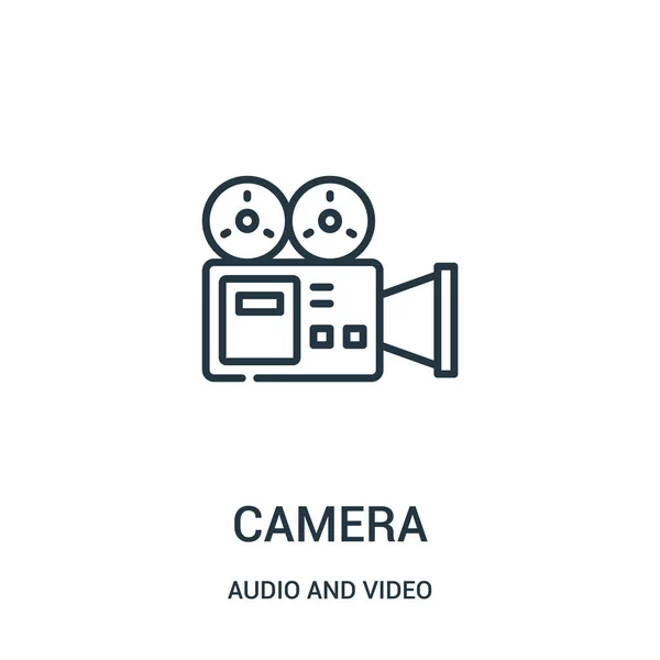 Vector icono de la cámara de la colección de audio y vídeo. Icono de esquema de cámara de línea delgada ilustración vectorial . — Archivo Imágenes Vectoriales