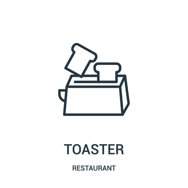 Toaster Icon Vektor aus der Restaurantsammlung. dünne Linie Toaster Umriss Symbol Vektor Illustration. — Stockvektor