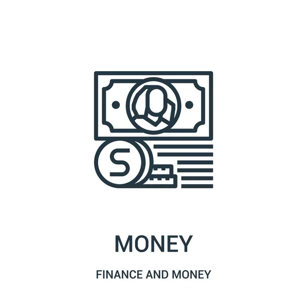 Geld pictogram vector uit de collectie van Financiën en geld. Dunne lijn geld overzicht pictogram vectorillustratie. — Stockvector