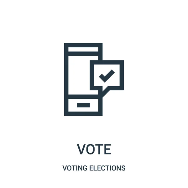 Vector de icono de voto de la colección de elecciones de votación. Línea delgada voto esquema icono vector ilustración . — Vector de stock