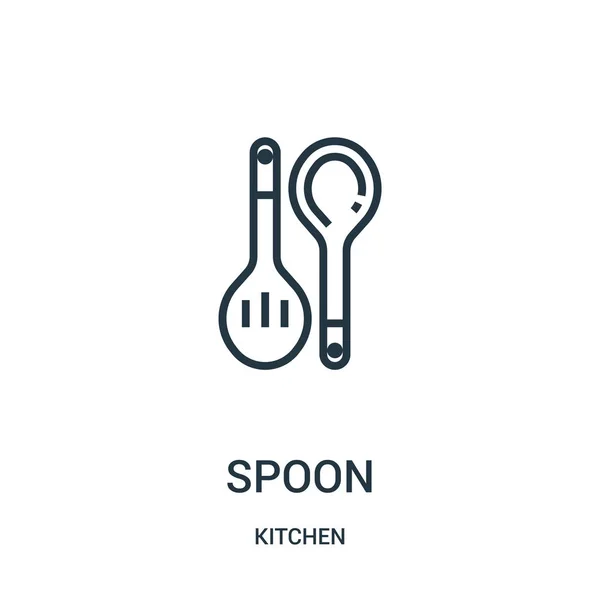 Cuchara vector icono de la colección de cocina. Delgada línea cuchara contorno icono vector ilustración . — Vector de stock