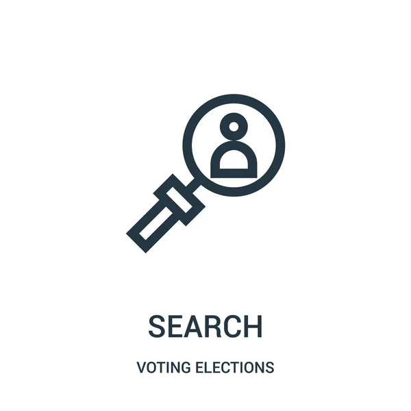 Vetor de ícone de pesquisa da coleção de eleições de votação. Linha fina pesquisa esboço ícone vetor ilustração . —  Vetores de Stock