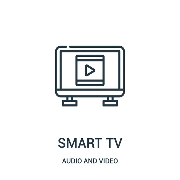 Smart tv icône vecteur de la collection audio et vidéo. Illustration vectorielle d'icône de contour de télévision intelligente ligne mince . — Image vectorielle