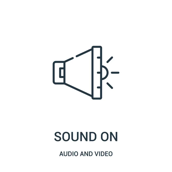 Звук на иконке вектора из аудио и видео коллекции. Звук тонкой линии на рисунке контура иконки вектора . — стоковый вектор