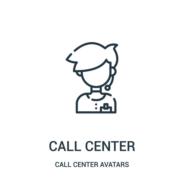 Call Center Symbolvektor aus der Avatarsammlung des Call Centers. dünne Linie Call Center Umriss Symbol Vektor Illustration. — Stockvektor